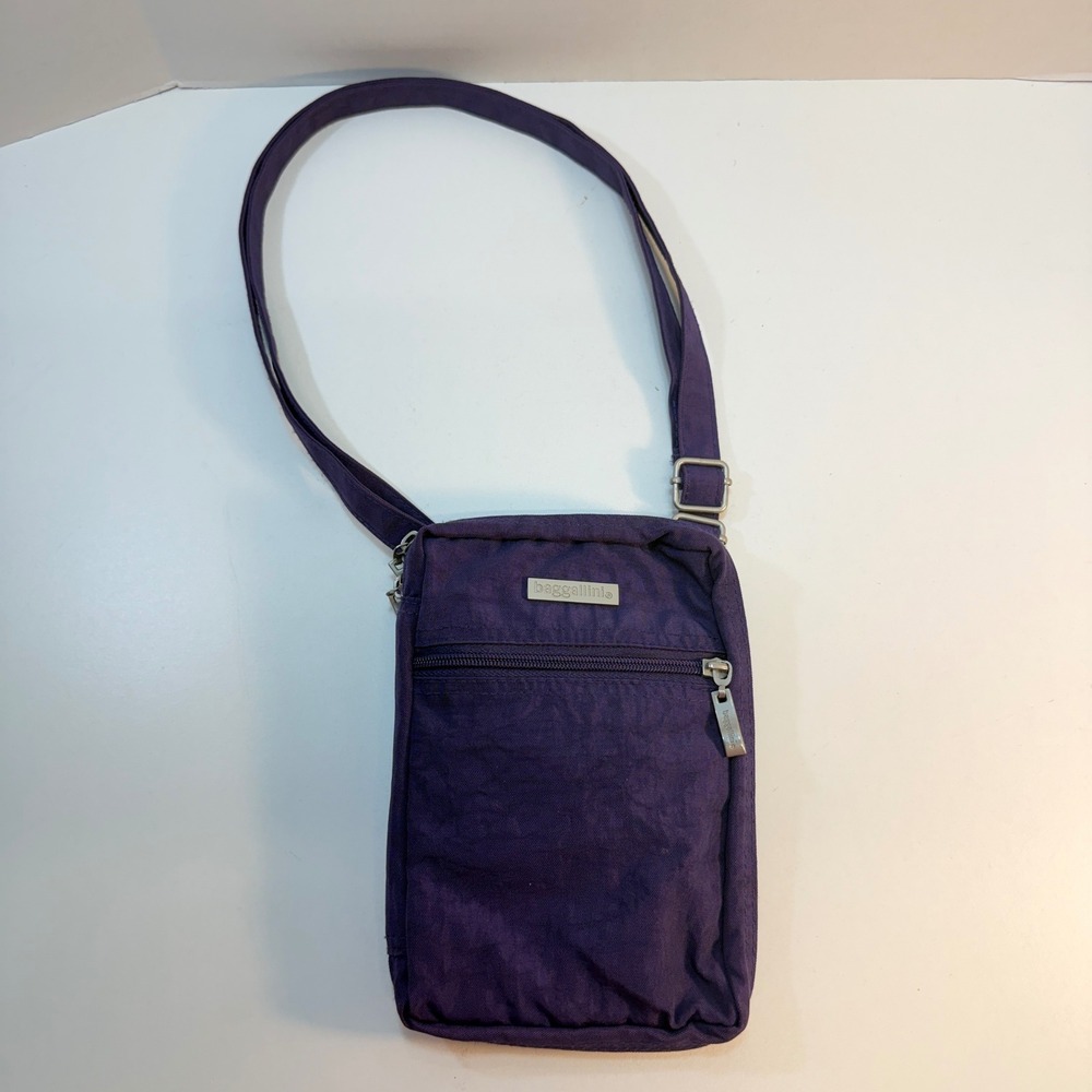 Baggallini Crossbody Bag Small Purple Plum Nylon Travel Organizer Wallet